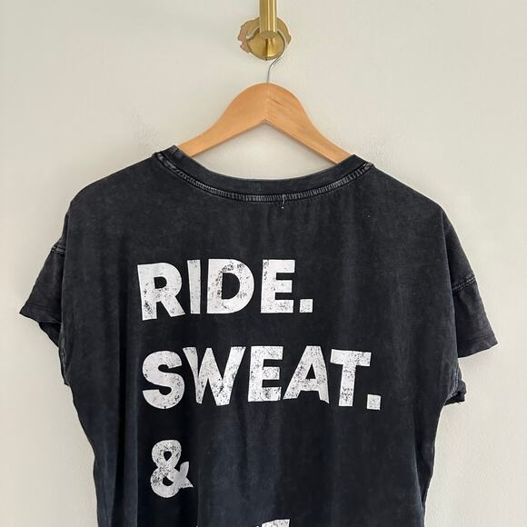 Peloton Acid Wash Pullover Crew Neck Short Sleeve T-Shirt Black M - Picture 7 of 7